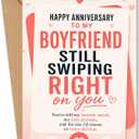 Anniversary Card for Boyfriend, Still Swiping Right Funny Romantic Greeting Card with Envelope from Girlfriend