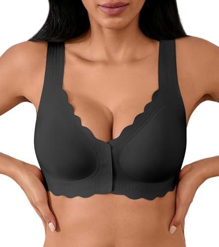 Front Closure Bras for Women Seamless Wireless Push Up Bra No Underwire Full Coverage Comfort Bras Mastectomy Bralettes, XL