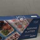 DELLING Large Serving Platter Set 16/14/12inch Large Serving Tray - Rectangular White Serving Trays for Party, Turkey Platter Set of 3, Christmas