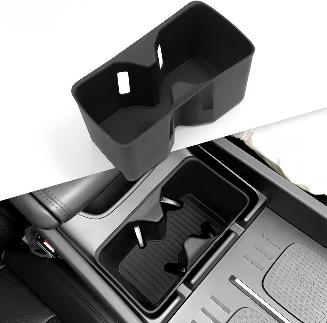 Cup Holder Insert for Hyundai Santa Fe 2026 2025 2024, Interior Accessories Center Console Slicone Cup Holder Cover Liner for Hyundai Santa Fe 2024-2026, Black