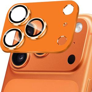 Designed for iPhone 17 Pro Camera Lens Protector, Metal 9H Tempered Glass Strong Adsorption Anti Scratch Full Protective Len Cover, Orange