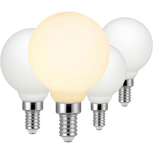 Liii&ARTMAN LED Small Bulb G16 Light Globe 4W Matte White E12 Dimmable 2700K Warm Light CRI97 320lm Equal to 30W Incandescent Bulb (4-Pack)