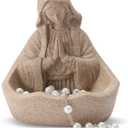 Virgin Mary Statue, Catholic Gifts for Women, Virgin Mary Keepsake Rosary Holder, 5.5" Blessed Mother Statues, Catholic Decor (Sandstone)