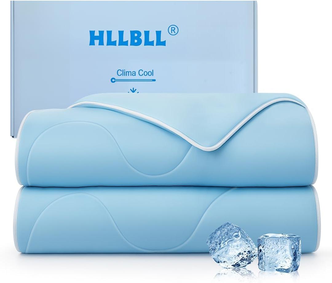 HLLBLL Cooling Comforter, Ultra Cold Fiber Technology, All-Season Lightweight Blanket to Quickly Cool Down,Deep Sleep Throughout The Night (Aqua Blue, Full/Queen (90"x90"))