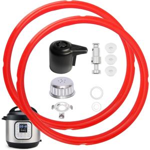 11 PCS InstantPot Accessories for Duo 5, 6 Qt and Duo Plus 6 Qt, Replacement Parts Include Sealing Ring, Steam Release Valve, Anti-Block Shield, Float Valve and Gasket (Red)