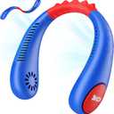Kids Neck Fan, Portable Bladeless Neck Fan for Kids, 2600mAh Rechargeable Cooling Fan for 4-14Y Girls Boys, 4 Speeds & Lightweight Wearable Quiet Fan for Study/Camping/Travel (Blue & Red)