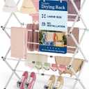 Oversize 3-Tier Clothes Drying Rack, No Assembly, White, 14.9" D x 29.3" W x 39.3" H