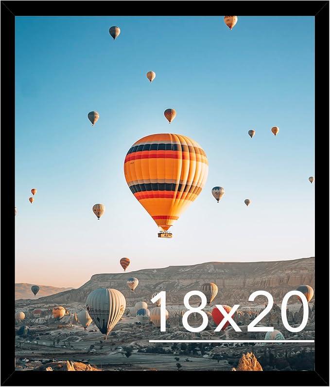 JCJMY 18x20 Picture Frame Black for Poster Photo Picture, Horizontal and Vertical Formats for Wall Hanging, 18 x 20 Wall Gallery Poster Photo Frame for 18 by 20 Photos Posters, Black