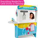 Get Well Doctor Wooden Activity Center- Kids Pretend Play Medical Playset w Waiting Room- 16 Accessories, Dual Sided, Office Checkup Kit w X-Rays, Blood Pressure Cuff- Boys Girls Roleplaying Toy Gift
