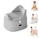 3 in 1 Toddler Potty Training Toilet Seat with Steps Ladder, Foldable Potty Train Chair Adapter for Toddlers Kids Boys Girls, Gray
