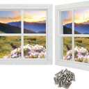 Ktondic Shed Window 2 Pack 12'' x 12'' Square White Flush Mount Shed Transom Window with Tempered Glass and Screws for Shed,Chicken Coop,Barns,Playhouse and Garage