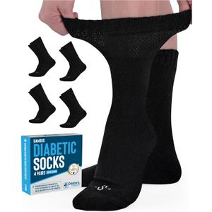 Doctor's Select Bamboo Viscose Diabetic Socks Women - 4 Pairs Crew Womens Diabetic Socks Size 6-9 (L)