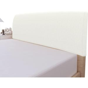 Easy-Going Stretch Bed Headboard Slipcover, Small Square Jacquard Furniture Cover, Dustproof Protector Cover for Bedroom Decor (King, Cream)