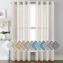 H.VERSAILTEX Natural Linen Sheer Curtains Flax Linen Blended Curtain Panels Living Room, Nickel Grommet Semitransparent Semi-Sheer Soft Privacy Drapes, Natural, 84 inches Long 2 Panels