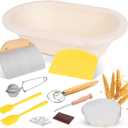 Non-Stick 10 Oval Wood Pulp Banneton Bread Proofing Basket Set, Sourdough Banneton Basket Kit, Bread Making Tool Sourdough Starter Kit with Proofing Bowl, Cover, Dough Whisk, Lame, Scraper