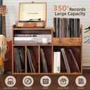 Record Player Stand, Large Record Player Table Cabinet with Open Vinyl Storage and Display Shelf Holds up to 250 Albums, Mid Century Wood Turntable for Living Room, Bedroom (Brown)