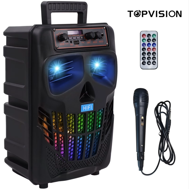 TOPVISION Portable Karaoke Machine, Bluetooth Karaoke Singing Speaker with Microphone, RGB/TWS/Rec - Music Party Speaker, Compatible for Adults, Kids