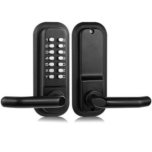 Souyou Mechanical Keyless Entry Door Lock with Handle,Stainless Steel Waterproof keyless gate Locks for Outdoor Fence,Mechanical Door Locks with with Keypad (Black,with Large Cushion)