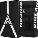 RIHEAN Martial Arts Kicking Shield Pad for Muay Thai, Taekwondo Football, Basketball, Hockey Training - Denser Foam, High-Density PU Leather Cover - Black Blocking Pad (1PC)