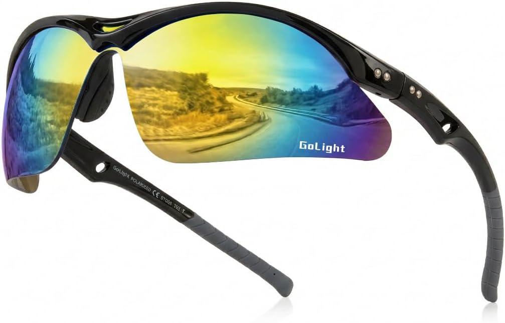 GoLight Polarized Wraparound Sports Sunglasses for Men & Women – UV400, Anti-Glare, Lightweight Frame with Metal Hinges