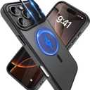 YFEMLAZ for iPhone 16 Pro Case(Built-in Invisible Kickstand) Heavy Duty MagneticCompatible with MagSafe Military-Grade Drop Protection,Translucent Matte for iPhone 16 Pro Case 6.3",Black