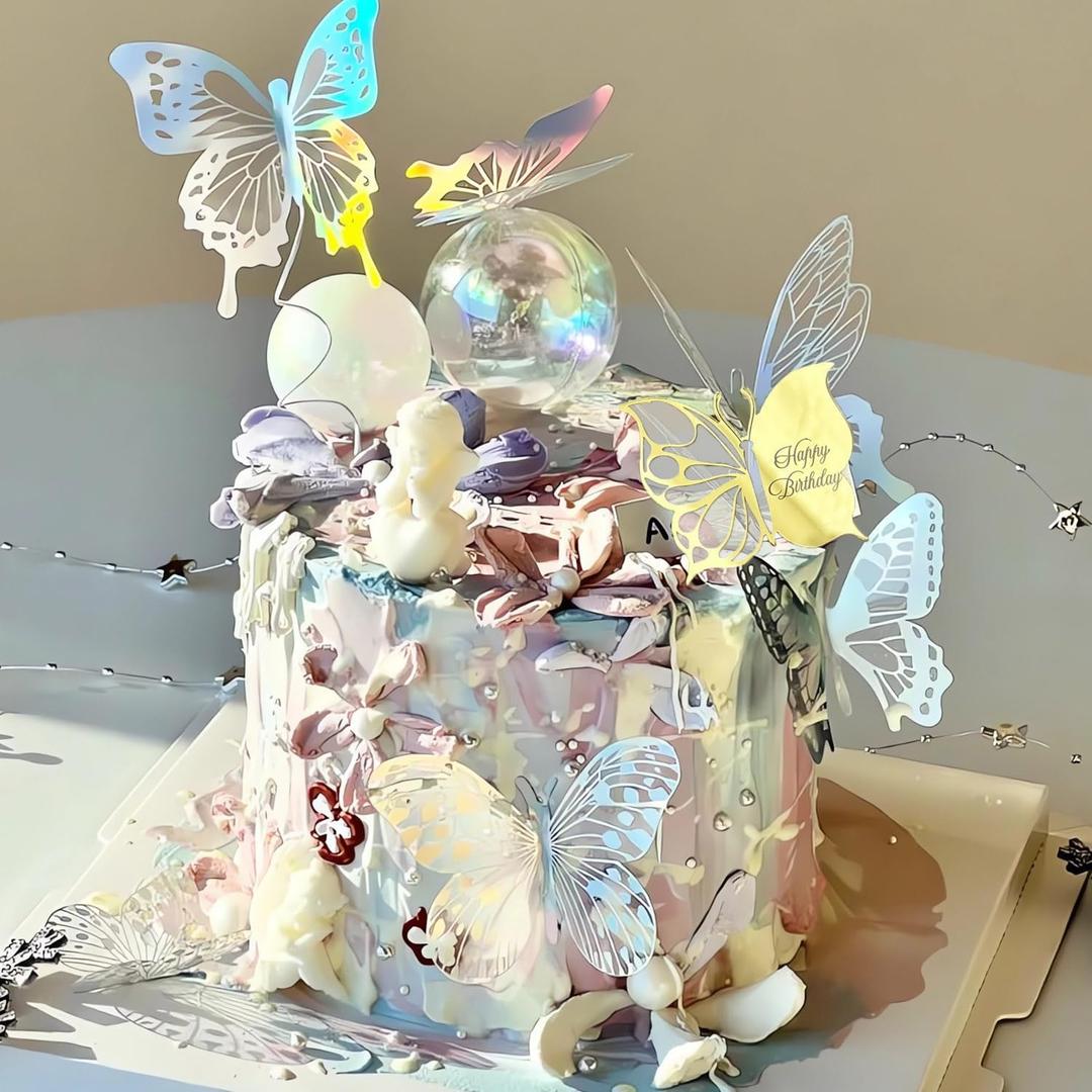 110 Pcs Cake Decorating Butterflies,Butterfly's Cake DecorButterfly Decorations for Cakes for Suitable for Girls Butterfly Theme Party Cake Decorations Etc