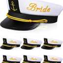 Jecery 7 Pcs Bride Babe Captain Hats Bachelorette Captain's Hat Nautical Bachelor Hat for Wedding Party Bridal Shower Gift Decor Boat Cap