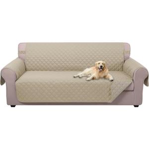 U-NICE HOME 4 Seater Sofa Cover 91 Inch Large Couch Covers for 4 Cushion Couch with Elastic Straps Water Resistant Furniture Protector Cover for Pets Cat (Sofa XX-Large, Sand/Beige)