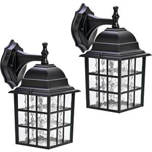 Outdoor Wall Light Fixtures Waterproof Exterior Sconce Lights Anti-Rust Exterior Lighting Fixtures Black Outdoor Wall Lantern for Porch Patio Front Door Garage House - 2 Pack