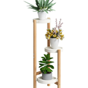 BMOSU Plant Stand For Indoor Outdoor Bamboo 3 Potted Holder Shelf Plant Rack Plants Corner Plant Shelf Plant Display Rack(White)