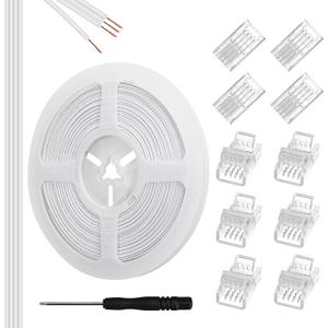 RGBZONE 10Pcs 8mm 4 Pin LED Strip Connectors and 32.8ft 4 Pin RGB Extension Cable Strip to Wire Quick Connection for Waterproof or Non-Waterproof 8mm Wide SMD RGB 5050 LED Strip Lights(IP20/IP65) (4pin 8mm kit)