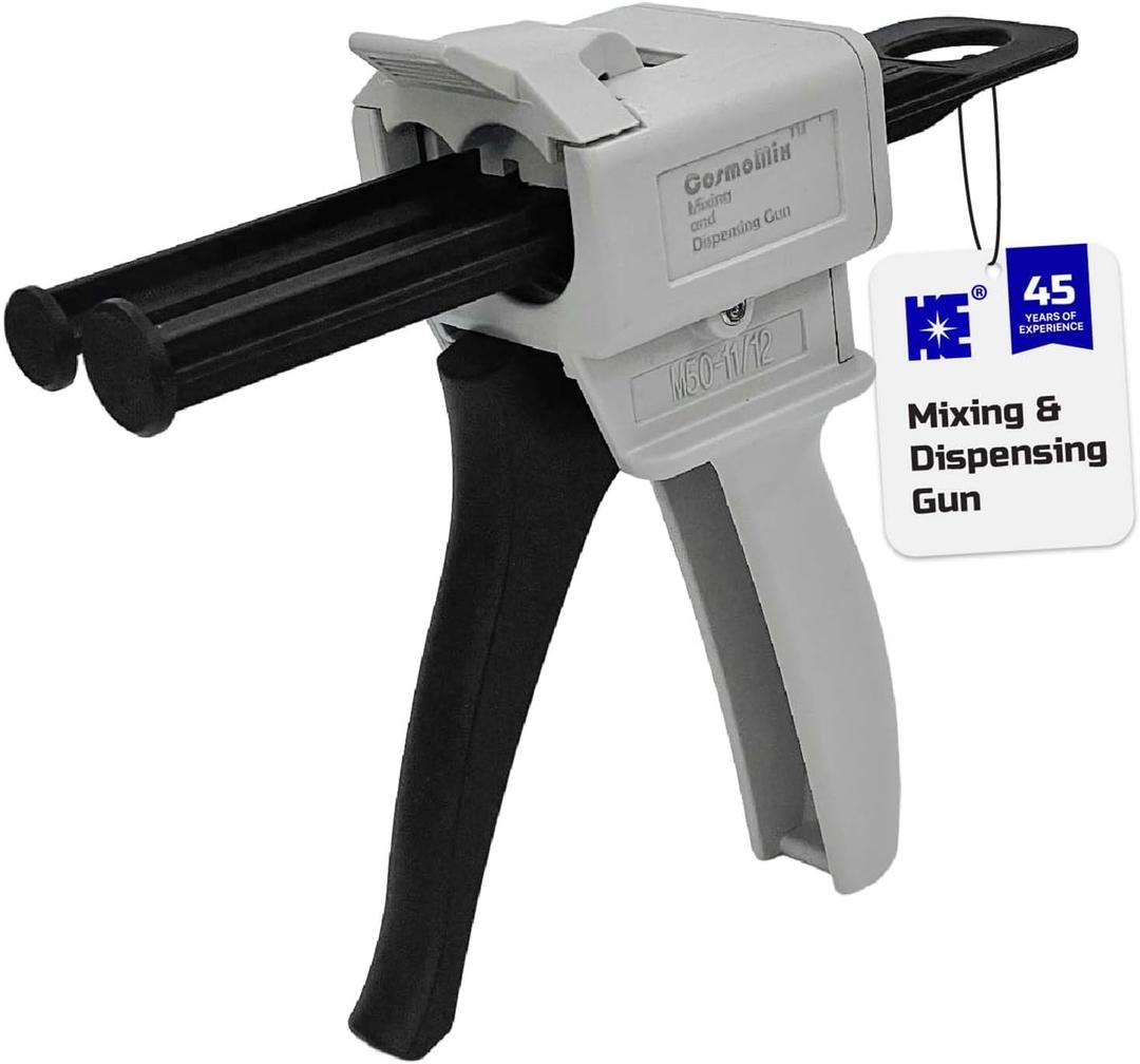 Cosmostar Mixing and Dispensing Gun, Impression Mixing Dispensing AB Gun Ratio 1:1/1:2 for 50ml, Compatible with 3M Adhesive 04747 cartridges, CosmoMix Mixing Epoxy Cartridge Dispenser Gun