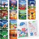 BenLouis 24 Pcs Sports Mini Coloring Books Kids Football Basketball Soccer Baseball Party Favors Small Activity Books Bulk for Kids Sports Birthday Goodie Bags Stuffers Return Gifts Classroom Travel