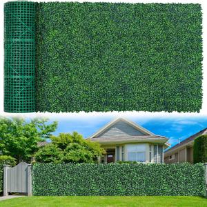 Grooy 48"x 140"(47 sq.ft) Artificial Boxwood Grass Wall Roll Panels | UV-Anti Boxwood Hedge, Green Boxwood Leaves Fence Backdrop, Fake Ivy Greenery, Plant Wall Decor for Outdoor Garden