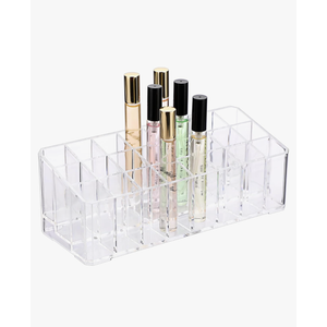 ELLDOO Rollerball Perfume Organizer, 24 Spaces Clear Acrylic Perfume Storage Holder Beauty Scent Holder, Makeup Lipgloss Lipstick Display Case