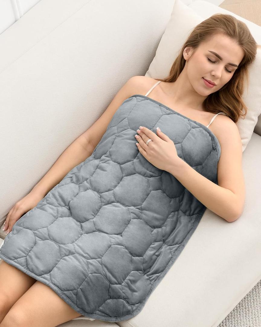 Cottonblue Weighted Lap Blanket 7lbs, Cozy Luxury Crystal Velvet Weighted Blanket for Adults, Small Weighted Blanket for Relaxation, Sleeping, Travel, Grey, 29" x 24"