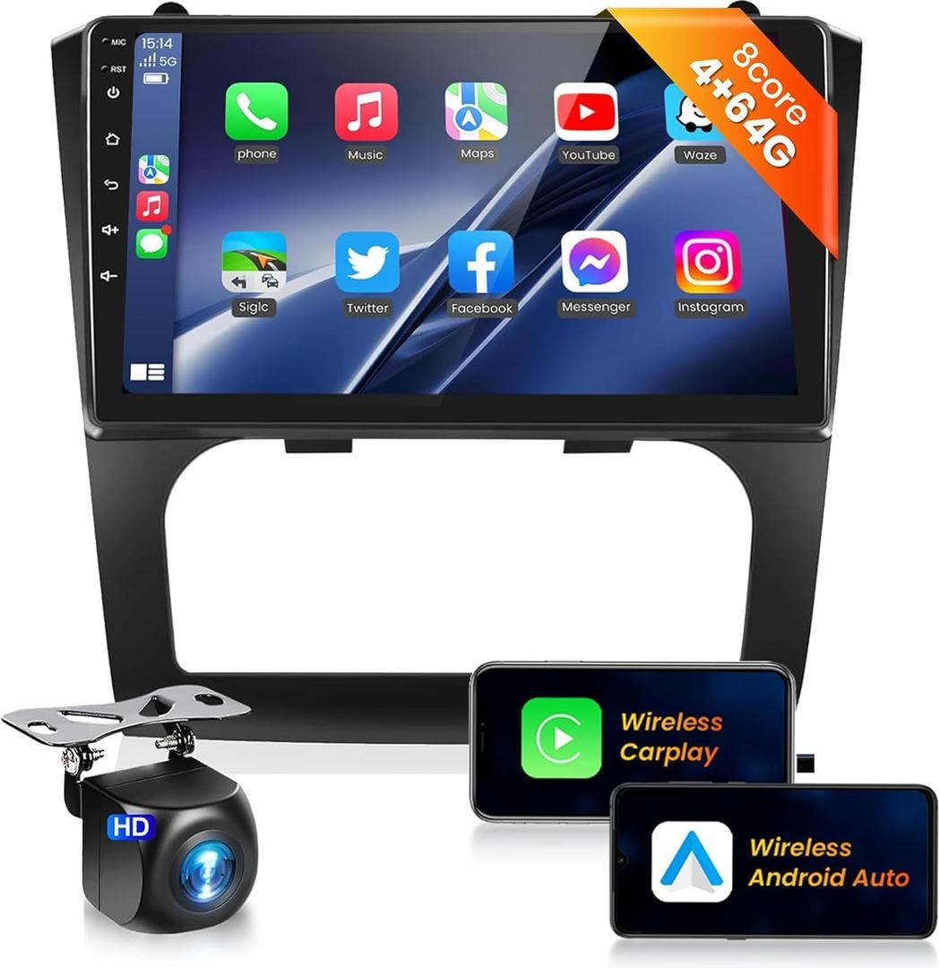 8Core 4G 64GHi-ResCar Stereo Radio for Nissan Altima 2008-2012 (Auto A/C) with 9inch 1280x720P QLED Touch Screen,Wireless CarPlay,Android Auto,DSP 46E,5.0 Bluetooth,GPS/WiFi/FM/RDS/AHD Backup Camera