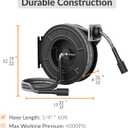 Giraffe Tools Pressure Washer Hose Reel with 60ft Replaceable Hose, Power Washer Retractable Hose Reel, Heavy Duty, Wall/Floor Mounted, 4000 PSI