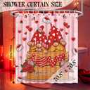Fiodrimy Valentines Shower Curtain, Gnome Shower Curtain for Bathroom, Valentine's Day Decorations Fabric Bath Accessories