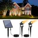APONUO Metal Solar Spot Lights Outdoor with 9.8ft Cable Solar Powered Landscape Lighting Low Voltage IP65 Waterproof Auto On/Off for Outside Garden Yard Landscape Pathway Garage-Warm White(2-in-1)