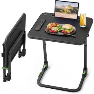 SAIJI Foldable TV Tray | Easy Folding Small Table, Height & Tilt Adjustable TV Trays for Eating, Working, Crafting - Sturdy TV Dinner Tables on Couch & Bed