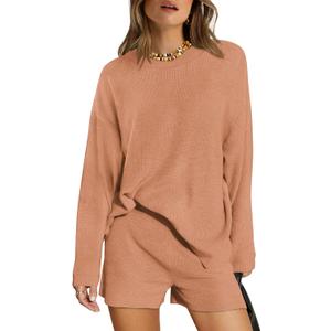 XIEERDUO Womens Sweater Sets 2 Piece Outfits Shorts Athleisure Lounge Wear Fall Fashion 2024