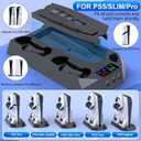 PS5/Slim/Pro Cooling Station for Playstation 5 Console Disc/Digital Edition - PS5 Slim Pro Cooling Stand with Controller Charging Station Accessories-Cooler Fan/Headset Holder/3 USB Hub, Black