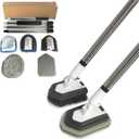 Floor Scrub Brush, 5 in 1 Tile Tub Scrubber with 56" Adjustable Long Handle and 5 No Scratch Scrubber Heads for Bathroom, Kitchen, Toilet, Bathtub