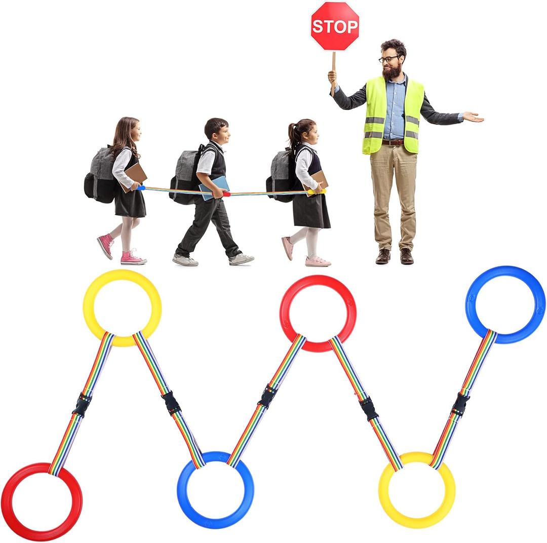 Shappy 6 Pcs Walking Rope for Preschool with Handles Preschool Rope for Walking in Line Colorful Outdoor Safety Daycare Rope for Kids Children Toddlers Schools Teachers Kindergarten(Red Yellow Blue)