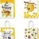 Ferraycle 24PCS Honey Bee Day Party Favors Bee Paper Bags Bee Goodie Bags Bulk with Handle Bumble BeeTreat Candy Paper Favors for Bee Theme Birthday Baby Shower Party Supplies