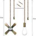 8 x 2PCS Ceiling Fan Pull Chain, Bulb and Fan Pattern Pull Chain Extension, Ceiling Fan Pull Chain Extender, Light Fan Pulls Chain with 12 Inches 3mm Diameter Beaded Ball Connector, Bronze