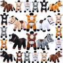 Leyndo 24 Pack Horse Stuffed Animal Bulk Adopt a Horse Party Favor Standing 4 Inch Mini Stuffed with Chain Graduation Bulk Gift for Kids Boy Girl Animal Theme Party Birthday, 6 Colors