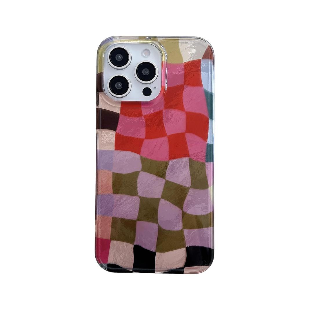 Reoomukk Colorful Checkered Phone Case for iPhone 14 Pro Max 6.7in,Aesthetic Trendy Retro Gingham Design Unique Chic Bling Protective Cover for iPhone 14promax 6.7"