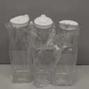 ASANMEYO 3-Pack 50 Oz Plastic Water Carafe Pitcher with Flip Top Lid, Square Base Juice Containers, Mimosa Bar Supplies Pitcher for Drinks, Water, Tea, Juice, Milk, Lemonade and Other Beverages